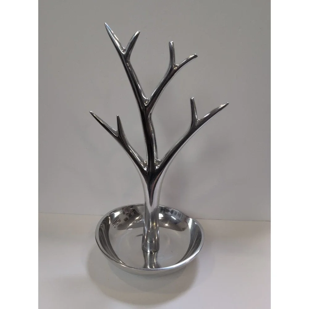 Nambe Jewelry Display Tree Signed By Wei Young 12 Inch.